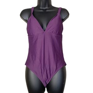 MOSSIMO Purple Sleeveless Back Cut One Piece Bathing Suit Swim